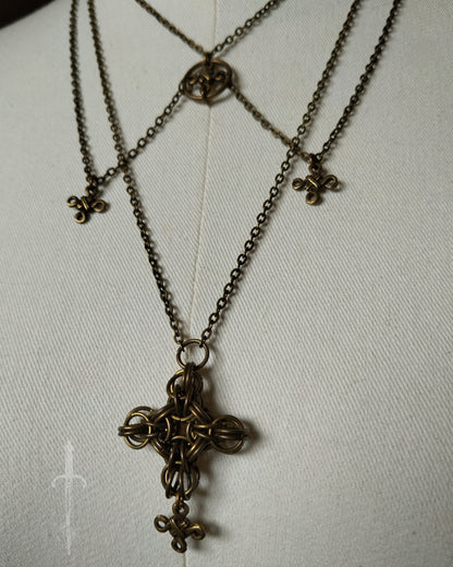 One of a Kind - The Trio Guild Necklace in Antique Bronze