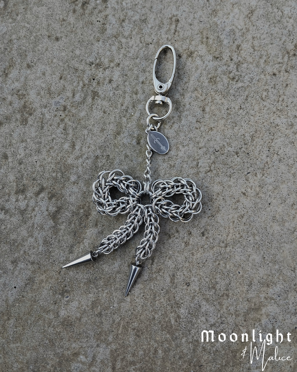 The Chainmail Bow Belt/Bag Charm in Stainless Steel