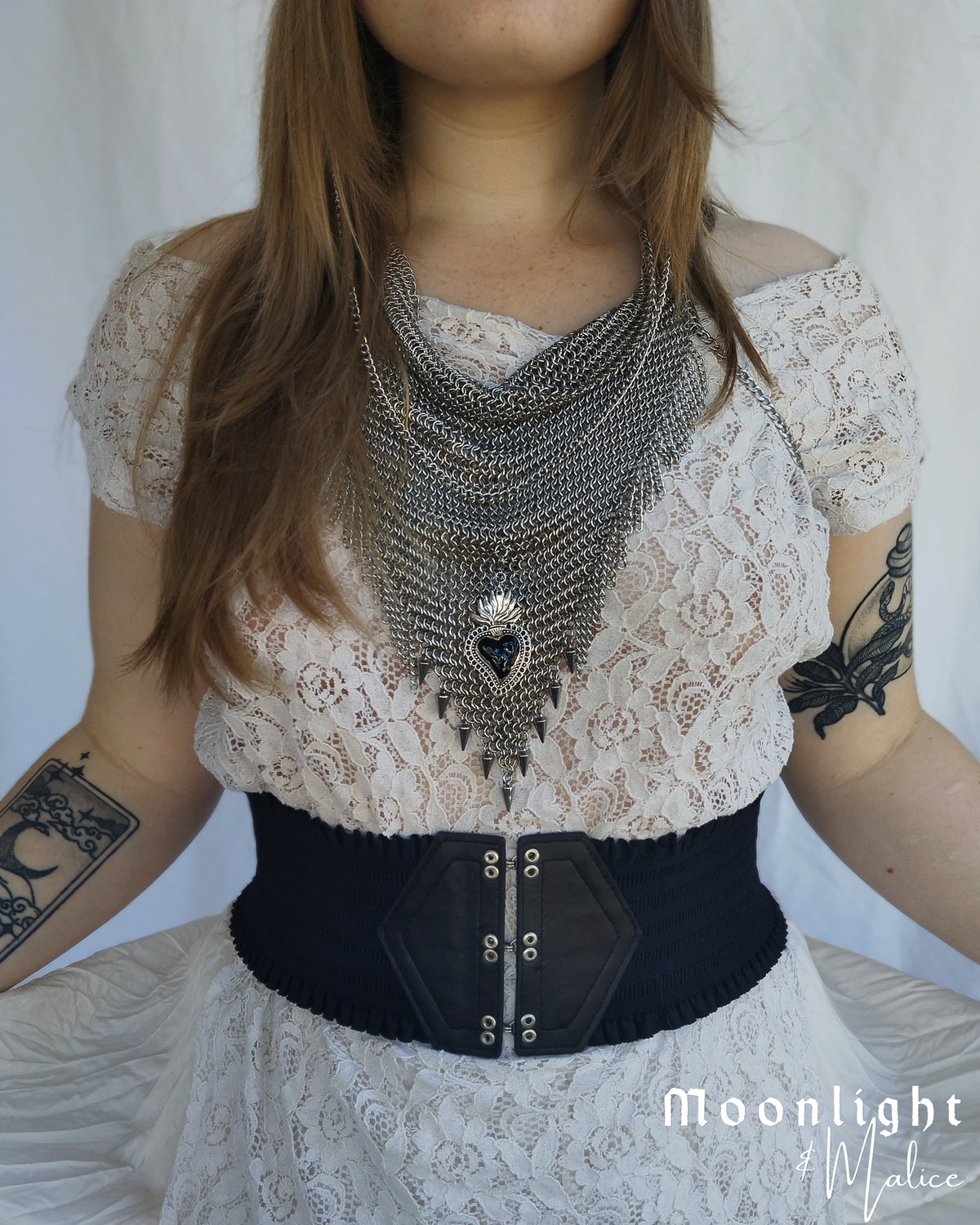 The Sacred Heart Chainmail Body Piece in Stainless Steel - One of a Kind