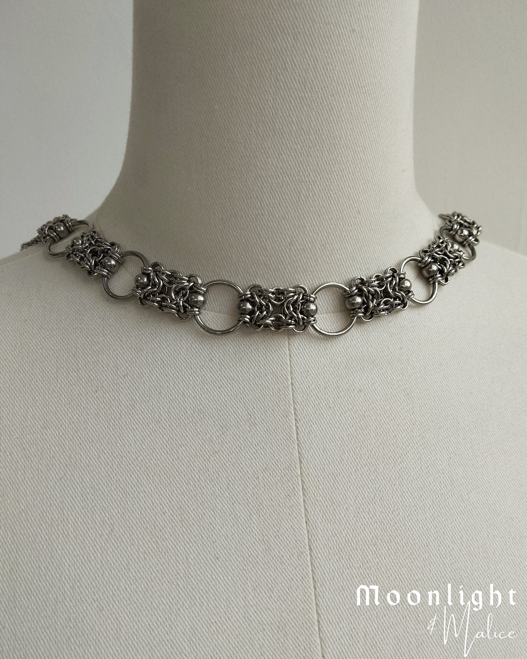 The Elvi Chainmail Scarf Style Necklace in Stainless Steel