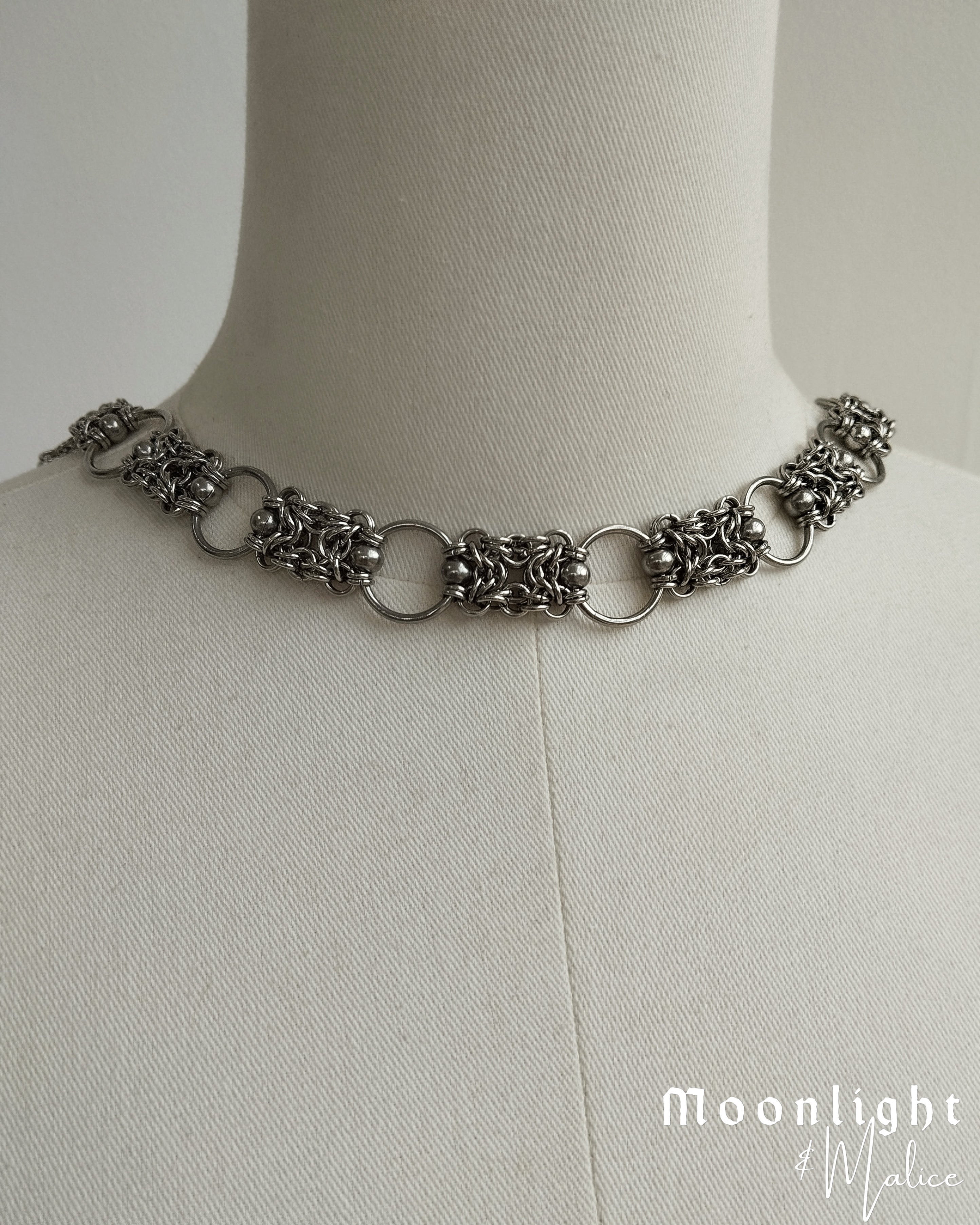 The Elvi Chainmail Scarf Style Necklace in Stainless Steel