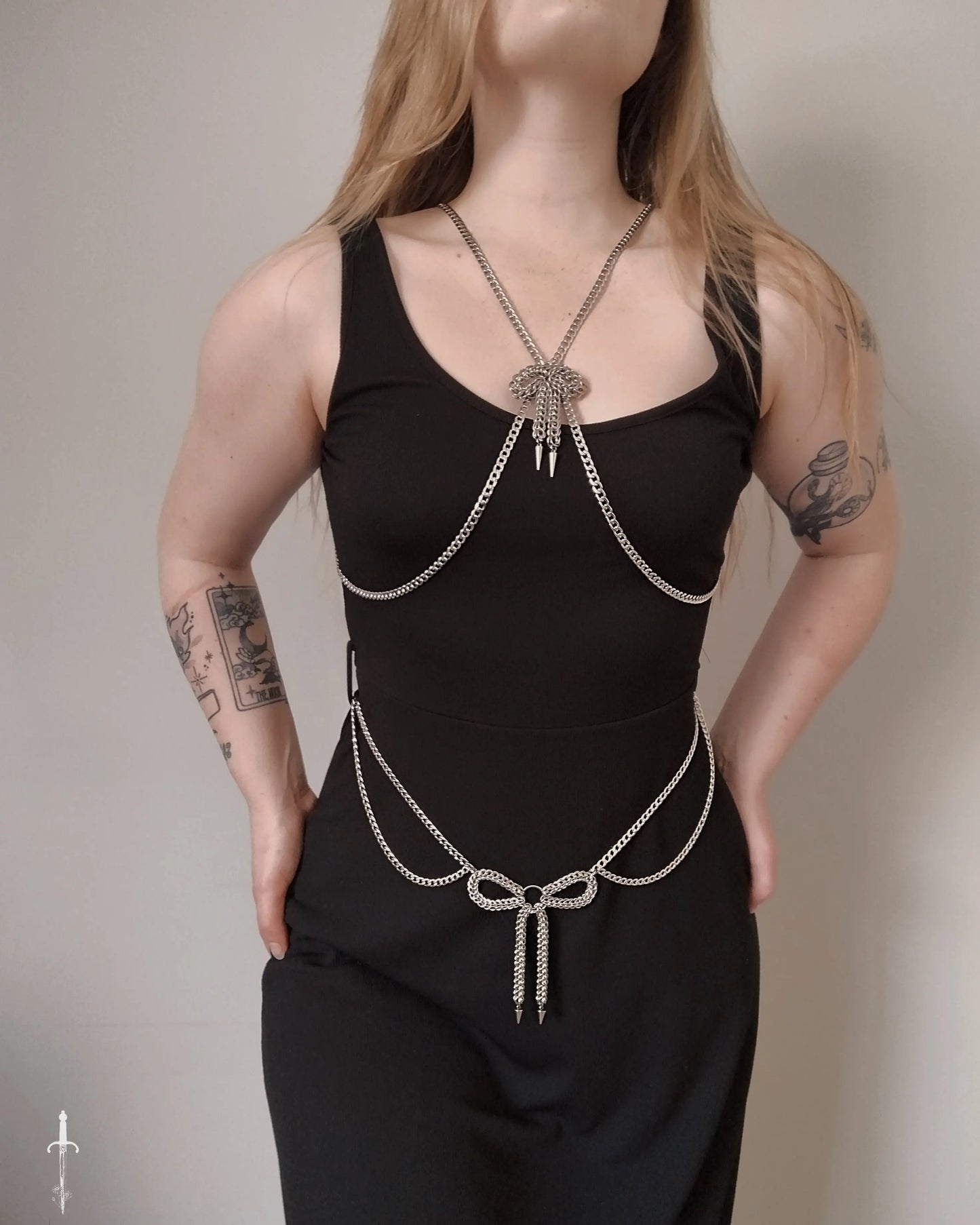 The Bow Chainmail Body Chain in Stainless Steel