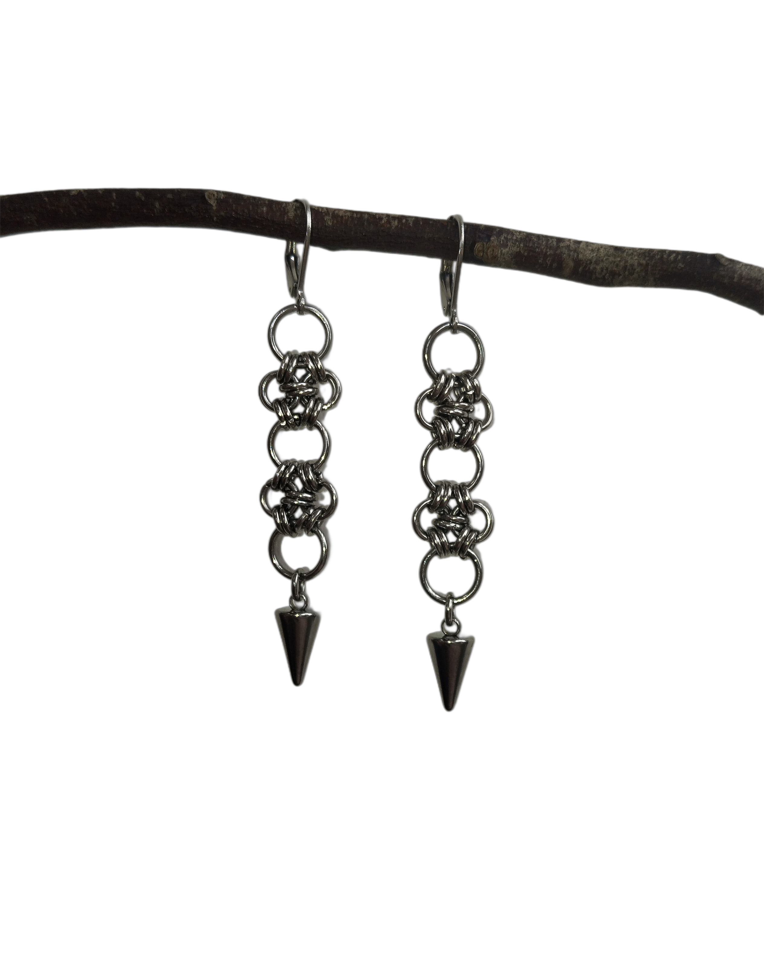 The Esme Chainmail Pendant Earrings in Stainless Steel