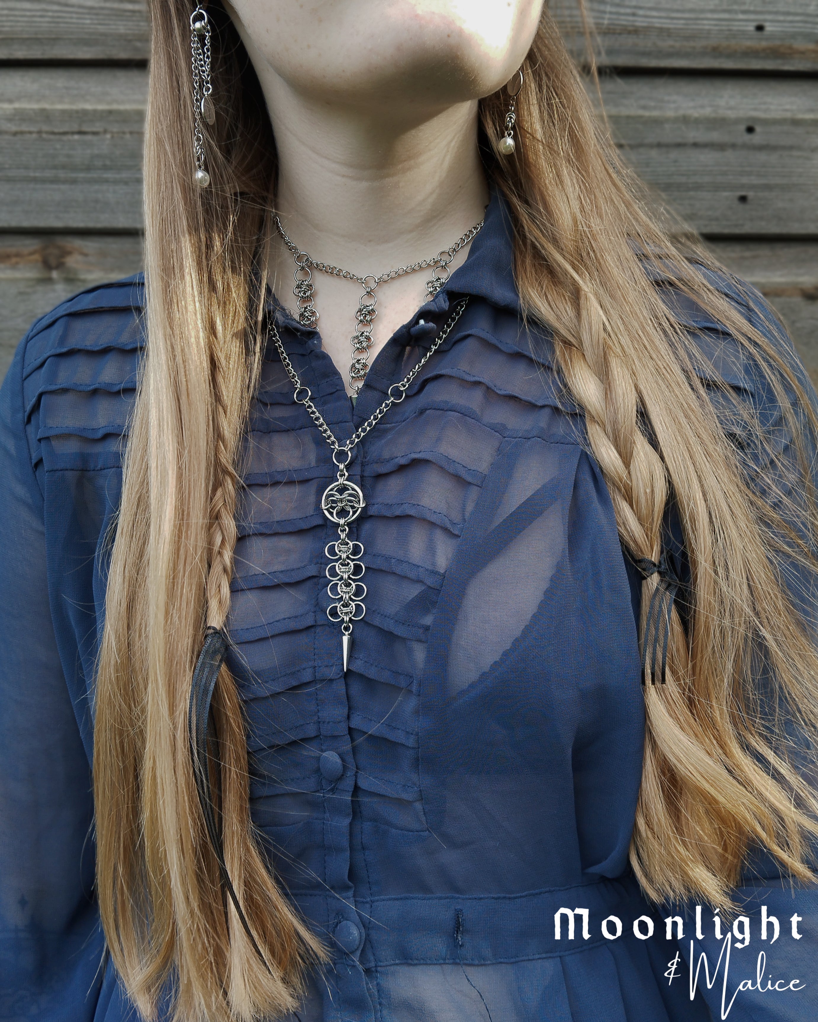 The Octavia Chainmail Pendant Necklace in Stainless Steel