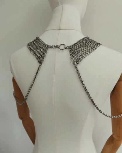 One of a Kind - The Warrior Chainmail Necklace with Shoulder Chains in Stainless Steel