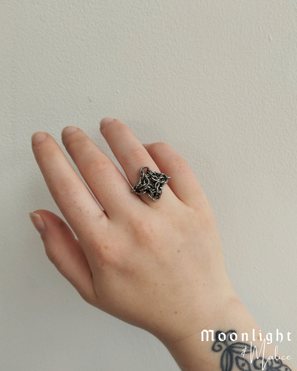 The Chainmail Shield Statement Ring