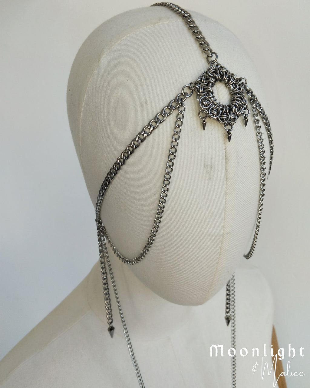The Luminary Chainmail Head Piece in Stainless Steel - One of a Kind