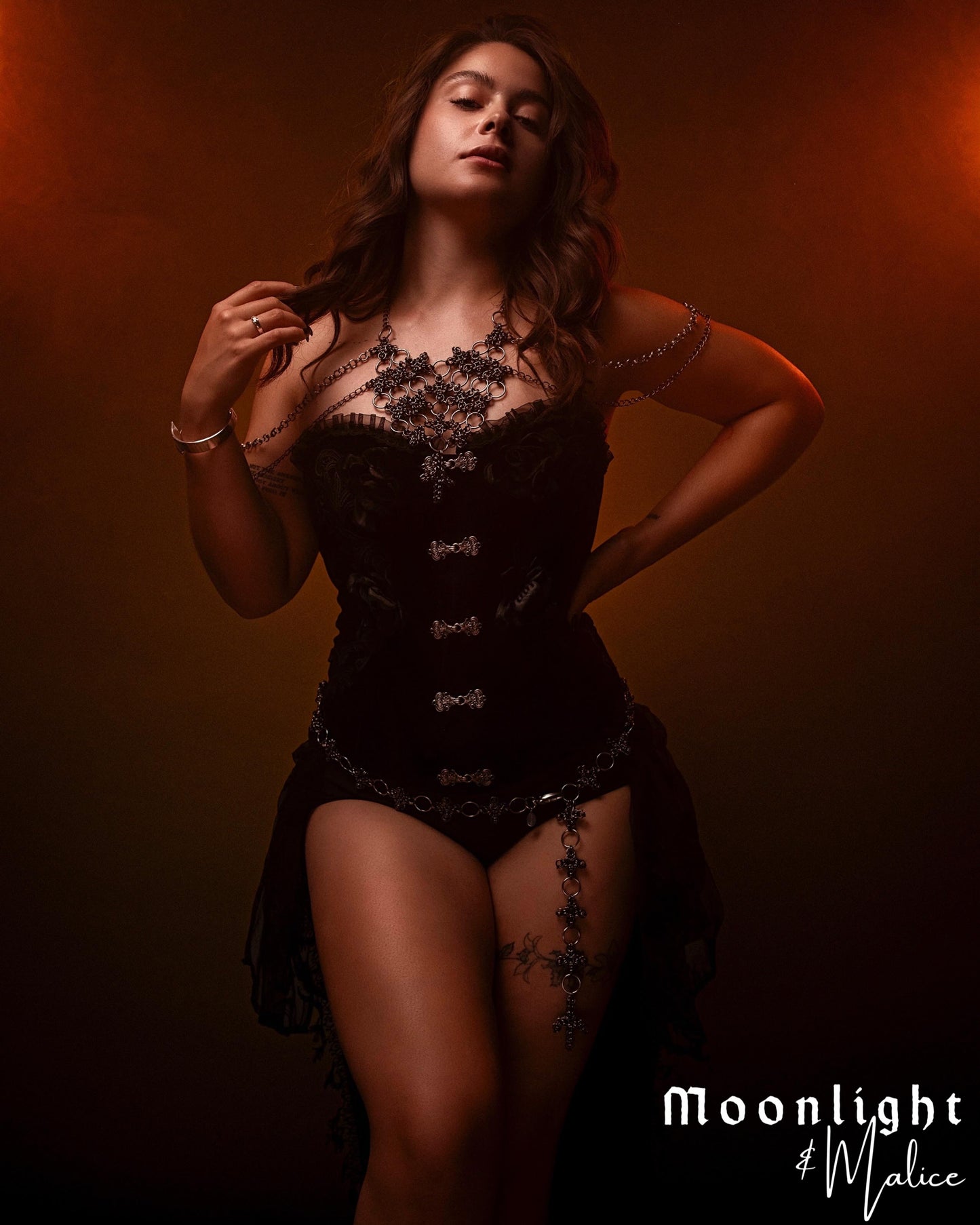 The Ayla Chainmail Cross Collar & Belt Bundle