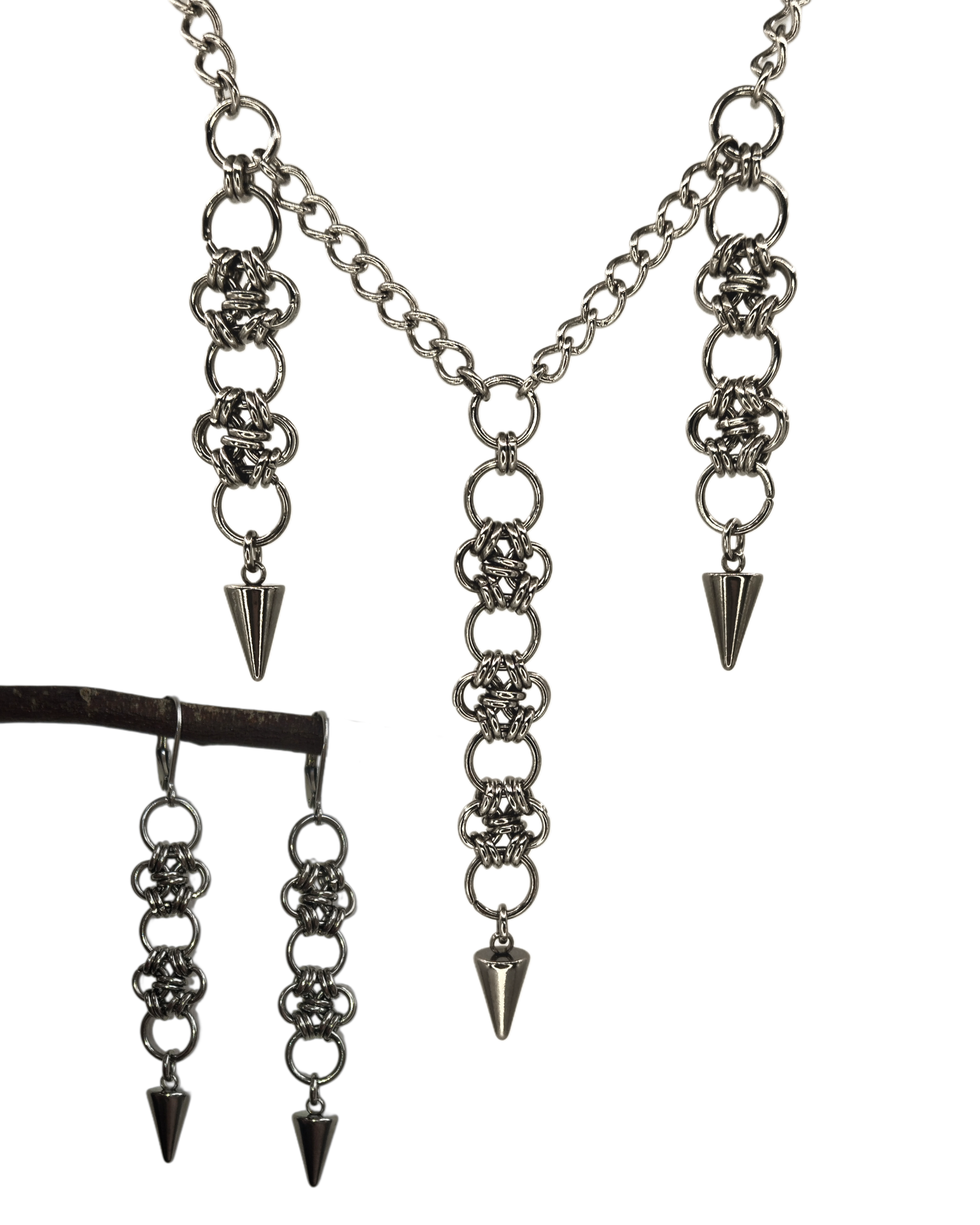 The Esme Chainmail Necklace & Earrings Bundle