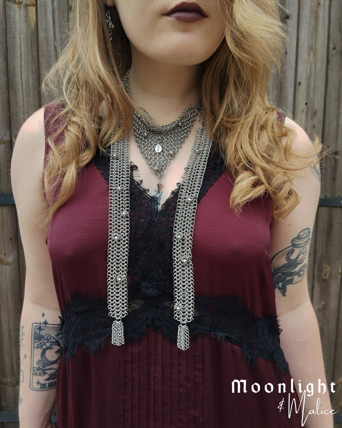 The Elvi Chainmail Scarf Style Necklace in Stainless Steel - One of a Kind