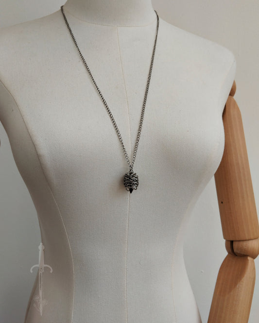 The Strobilus Chainmail Pinecone Necklace in Stainless Steel