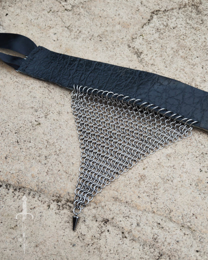 One of a Kind - The Chainmail & Leather Armcuff & Necklace in Stainless Steel