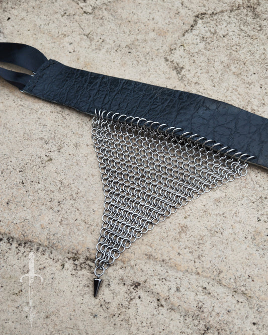 One of a Kind - The Chainmail & Leather Armcuff & Necklace in Stainless Steel