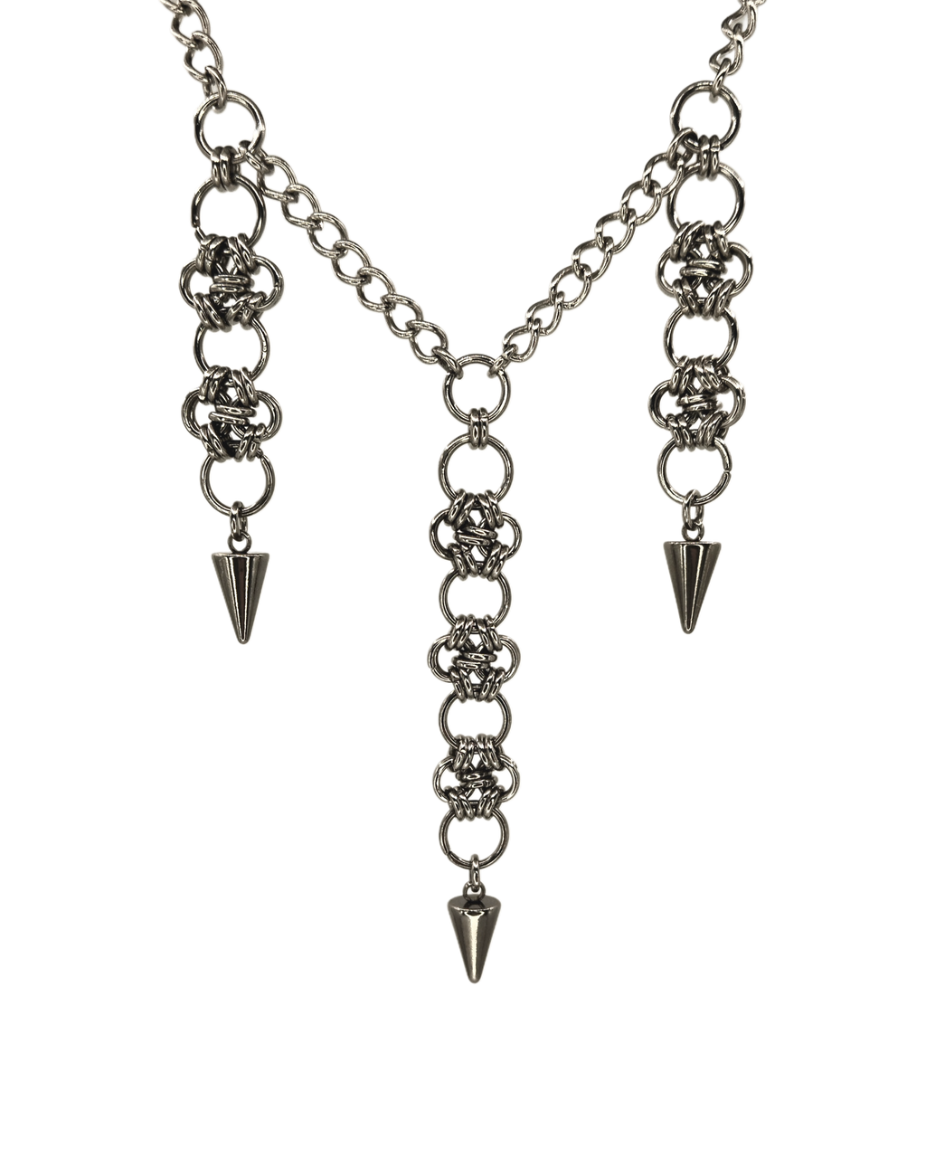 The Esme Chainmail Pendant Necklace in Stainless Steel