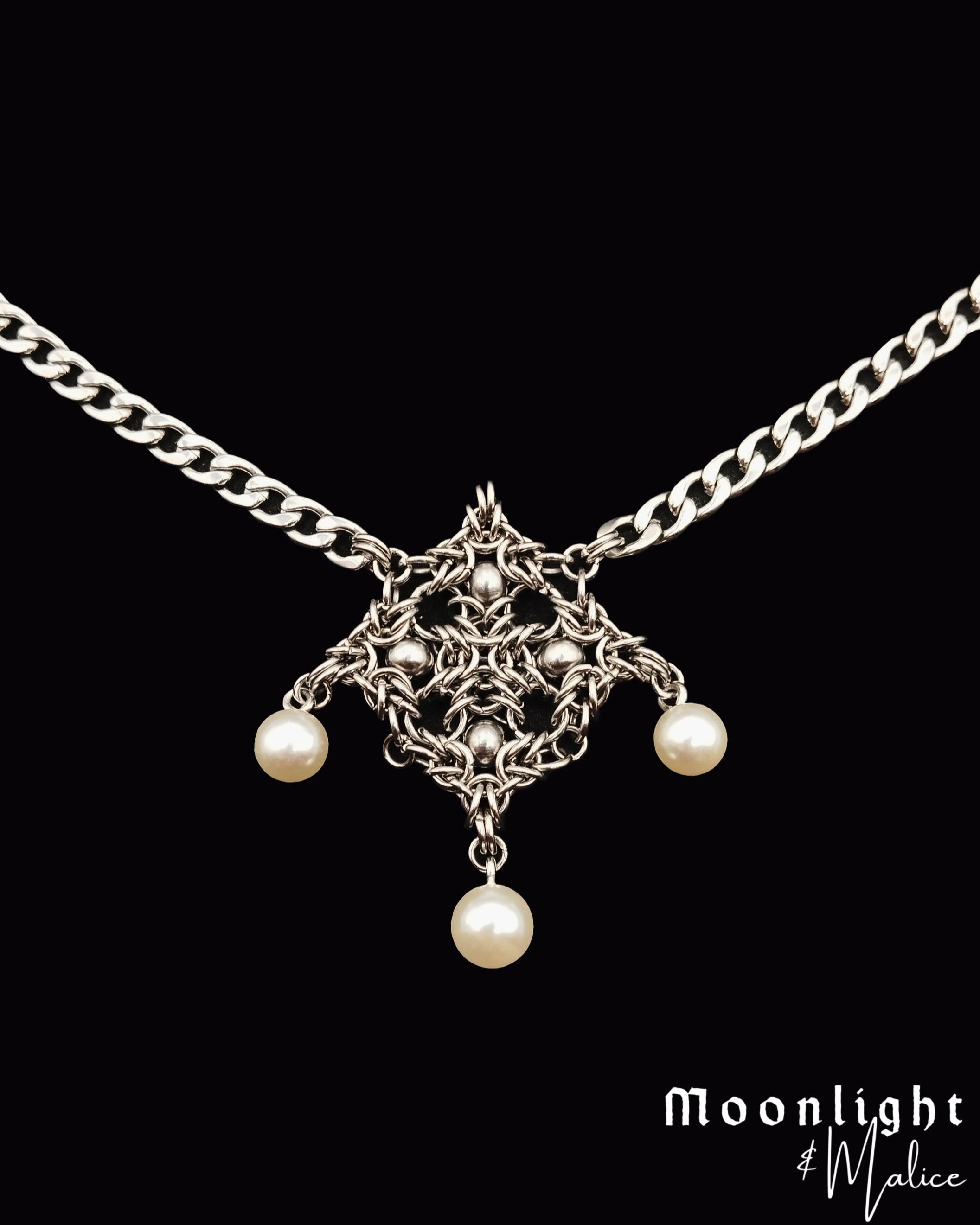 The Lost Lands Chainmail Talisman Necklace in Stainless Steel