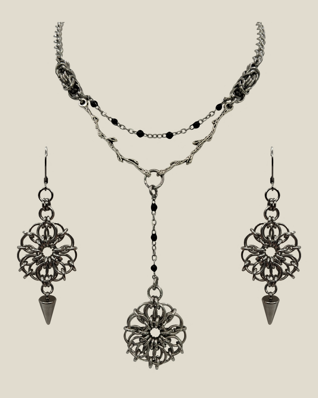 The Wild Daisy Chainmail Necklace & Earrings Bundle