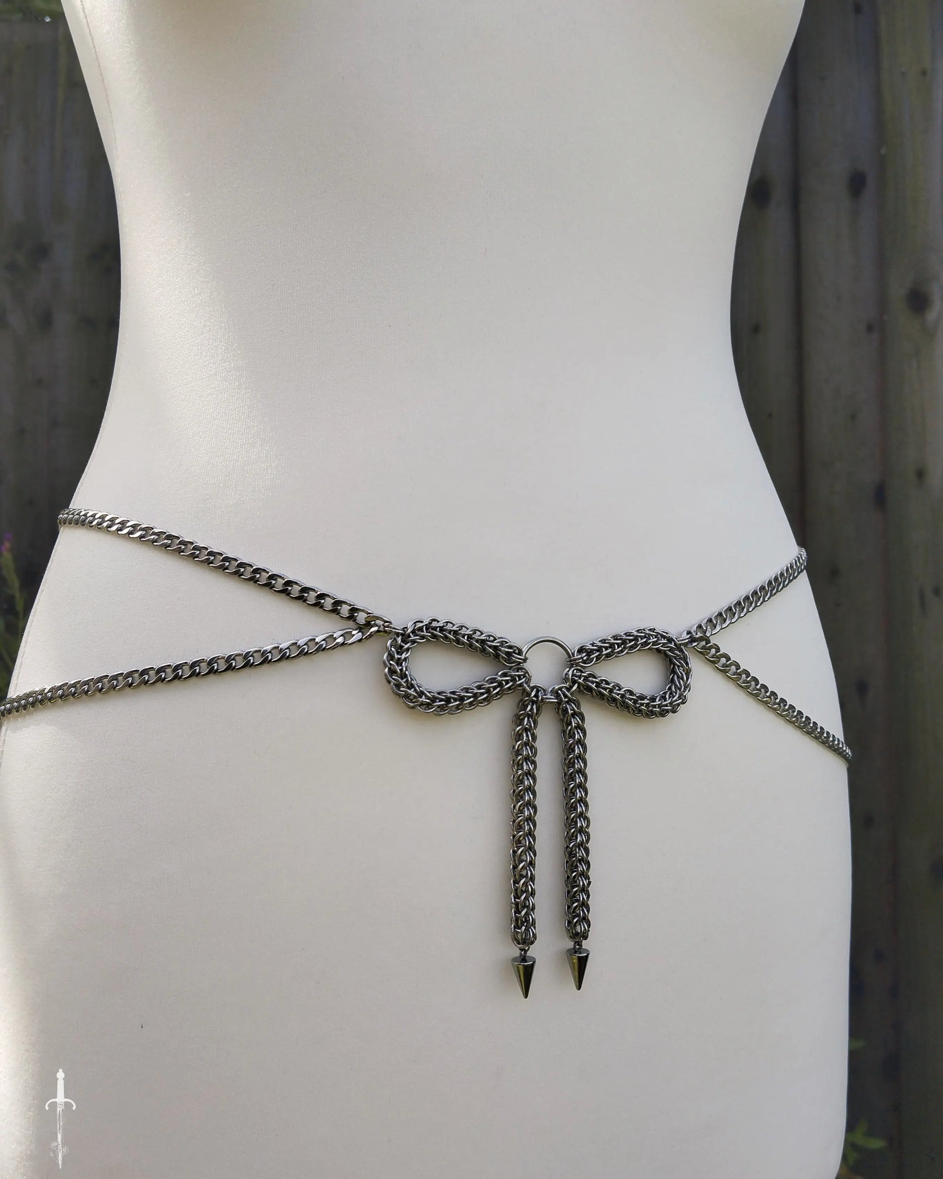 The Bow Chainmail Belt Chain in Stainless Steel The Moonlight and Malice Shop