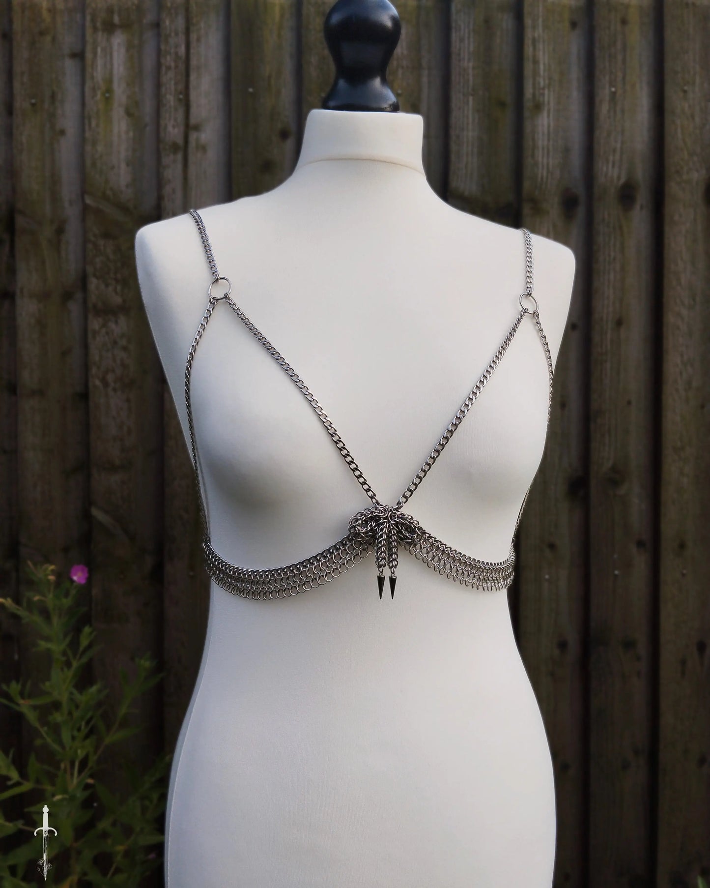 The Bow Chainmail Bralet in Stainless Steel The Moonlight and Malice Shop