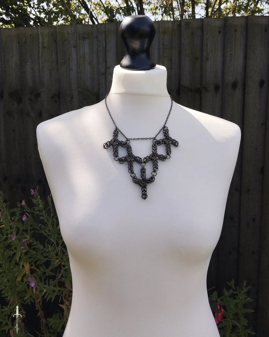 The Cross Pendant Necklace in Gun Metal Black The Moonlight and Malice Shop