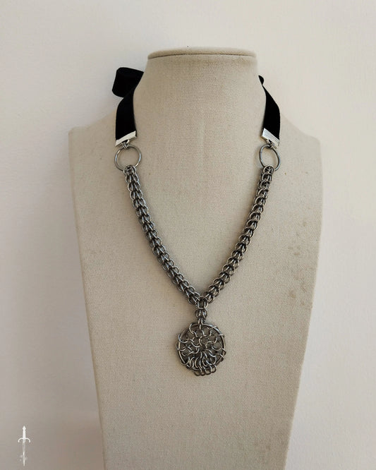 The Dream Catcher Chainmail Necklace in Stainless Steel The Moonlight and Malice Shop