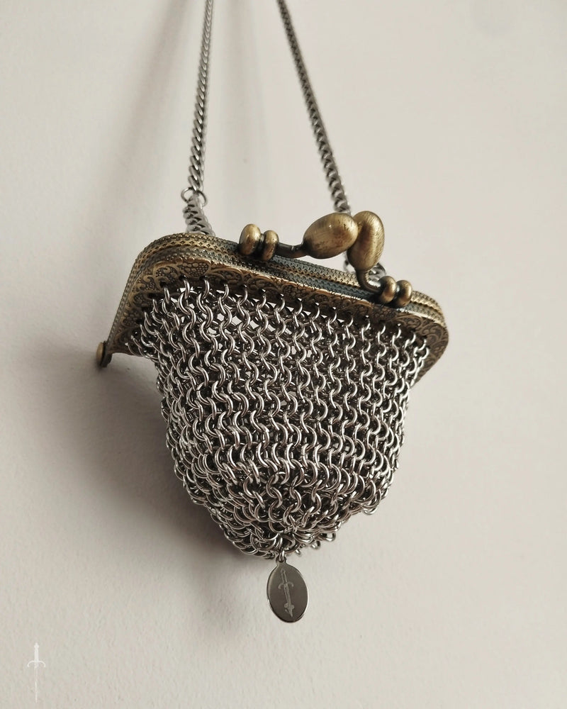The Travellers Chainmail Necklace Pouch in Stainless Steel The Moonlight and Malice Shop